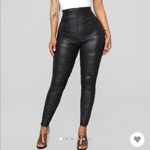 NWT Leather rouched leggings